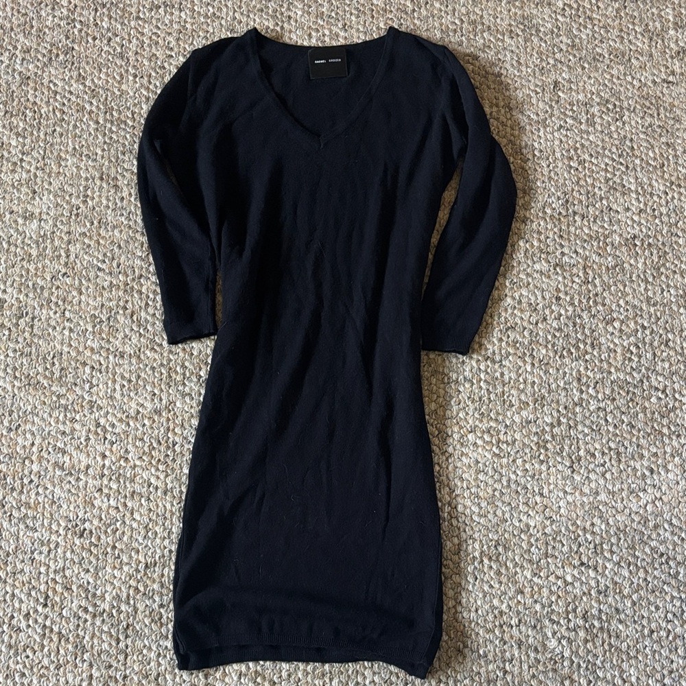 Black V-Neck Sweater Dress